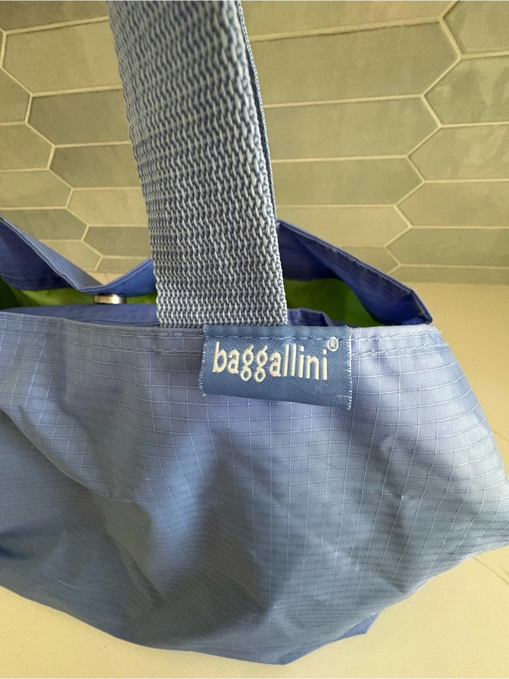 Baggallini Carryall Expandable Packable Tote Bag (Cornflower / Ice Blue